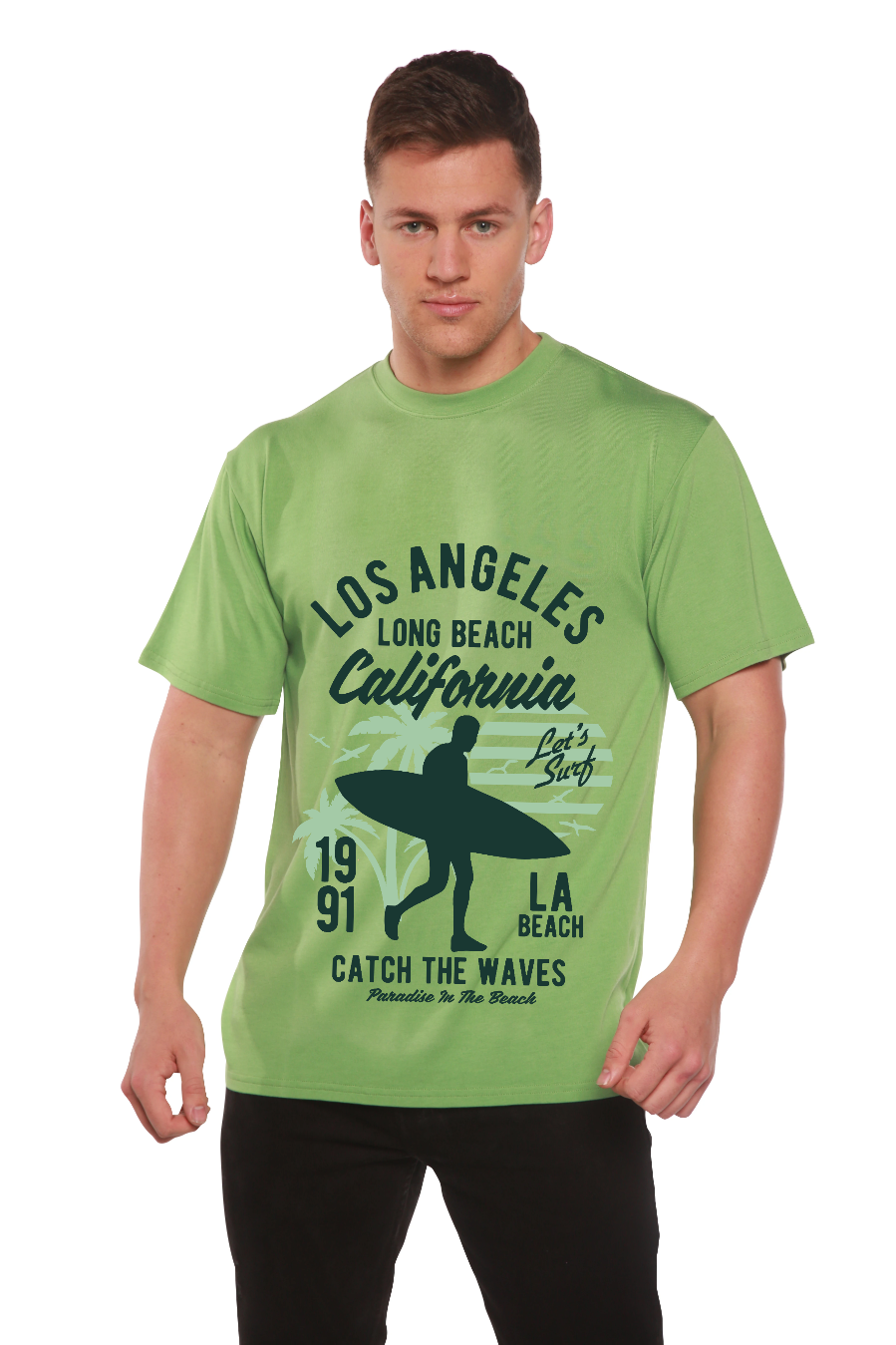 Spun Bamboo Los Angeles Men's Bamboo Viscose/Organic Cotton Short Sleeve Graphic T-Shirt — side view