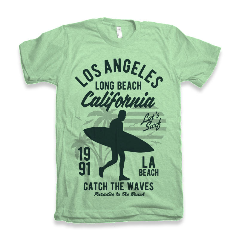 Spun Bamboo Los Angeles Men's Bamboo Viscose/Organic Cotton Short Sleeve Graphic T-Shirt — detail close-up