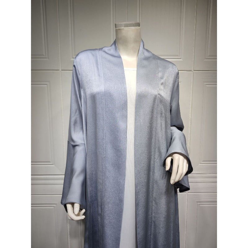 Mariam's Collection Lotus Leaf Sleeve Solid Soft Satin Open Front Abaya Dress | Lightweight Modest… — color detail