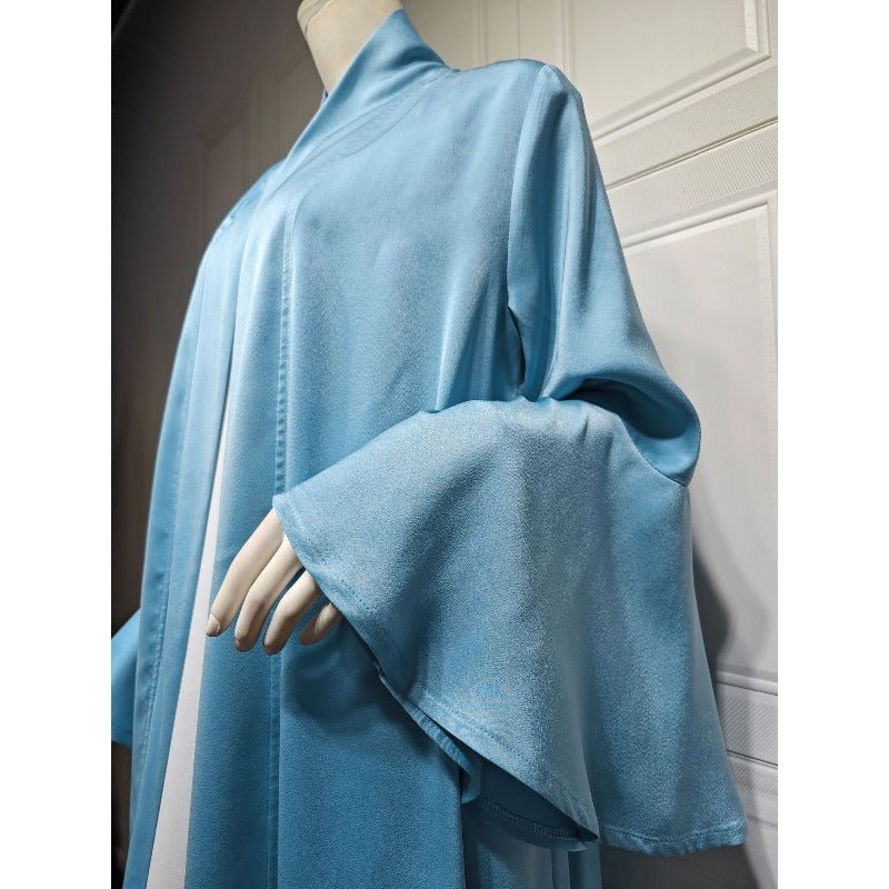 Mariam's Collection Lotus Leaf Sleeve Solid Soft Satin Open Front Abaya Dress | Lightweight Modest… — feature highlight
