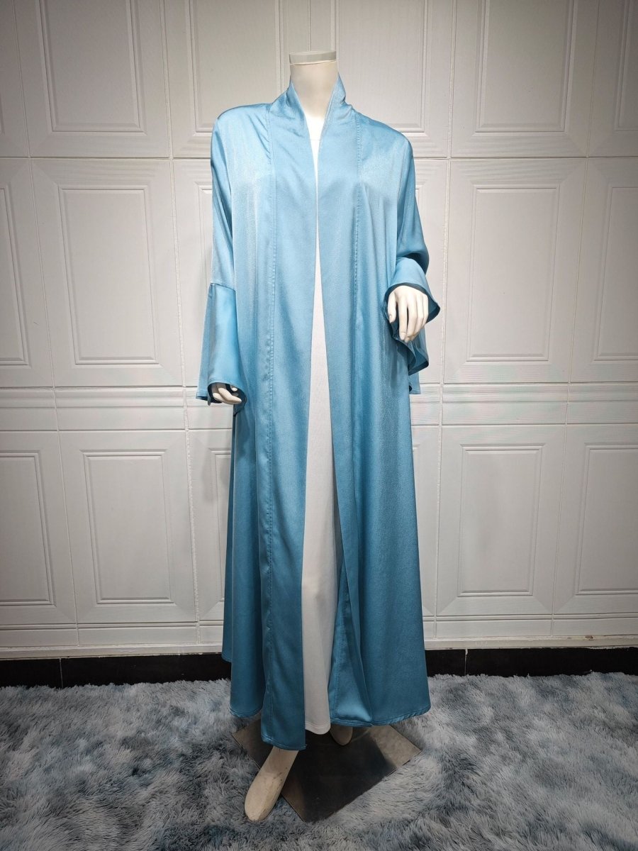 Mariam's Collection Lotus Leaf Sleeve Solid Soft Satin Open Front Abaya Dress | Lightweight Modest… — feature highlight