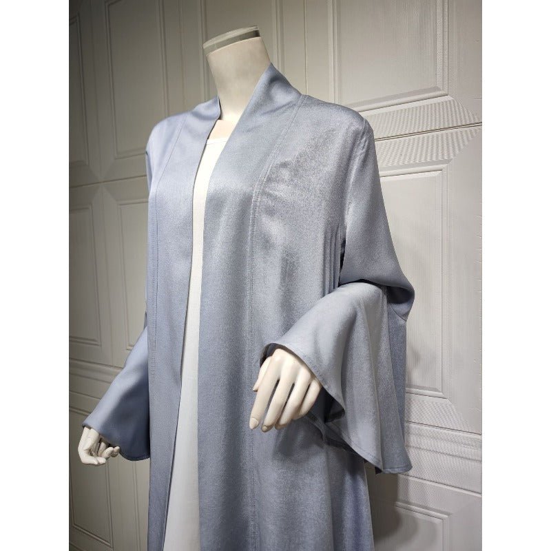 Mariam's Collection Lotus Leaf Sleeve Solid Soft Satin Open Front Abaya Dress | Lightweight Modest… — packaging