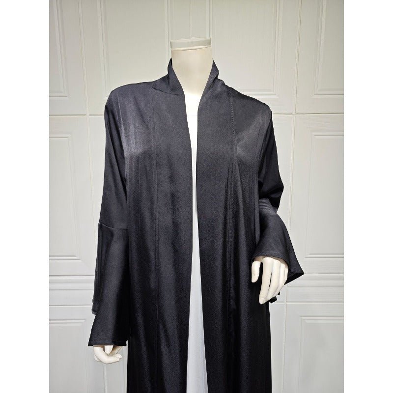 Mariam's Collection Lotus Leaf Sleeve Solid Soft Satin Open Front Abaya Dress | Lightweight Modest… — lifestyle context
