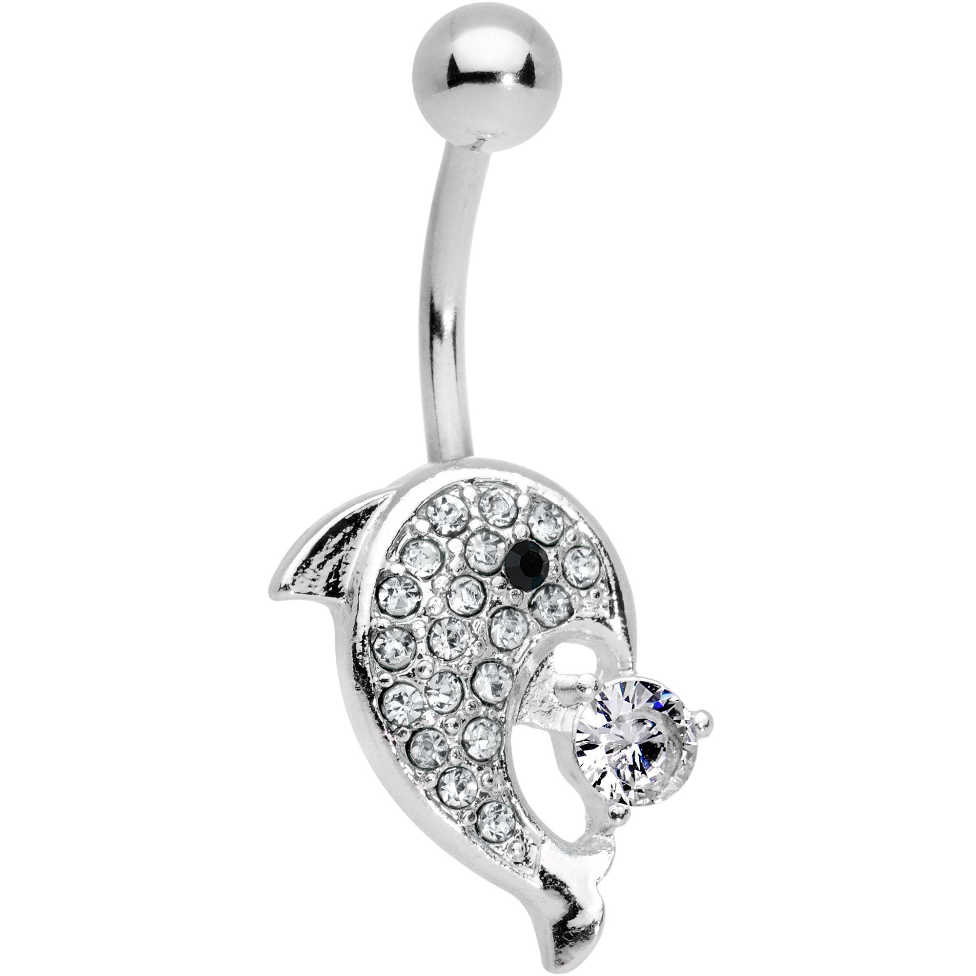 BodyCandy Clear Gem Delightful Dolphin Belly Ring — main product shot