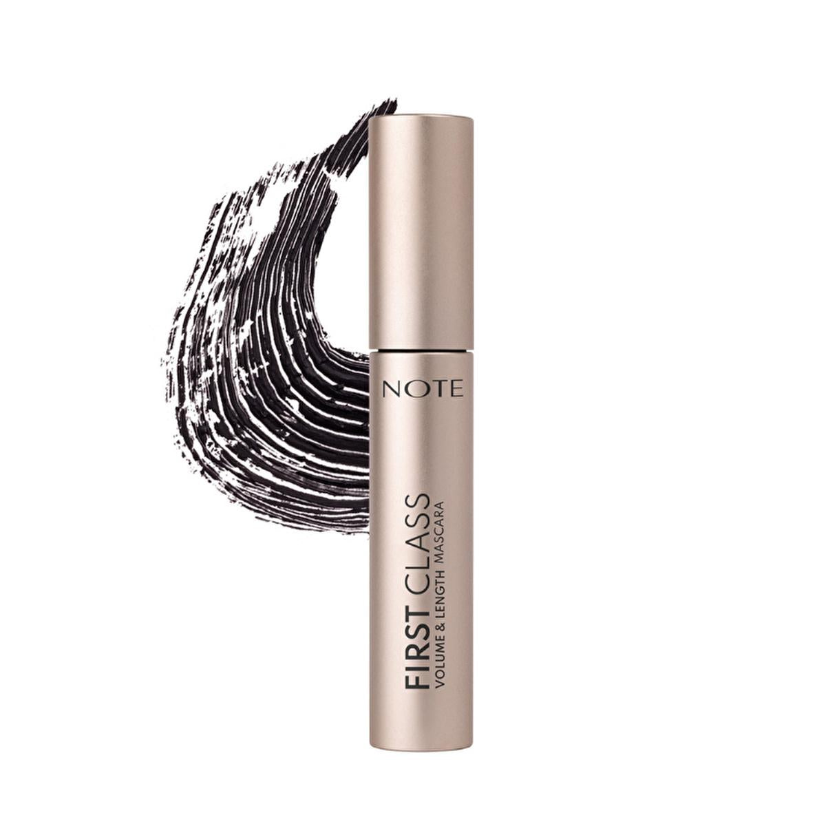 Note First Class Mascara: Extreme Volume & Length - Smudge-Proof, Long-Lasting Black Mascara for Dramatic Lash Enhancement