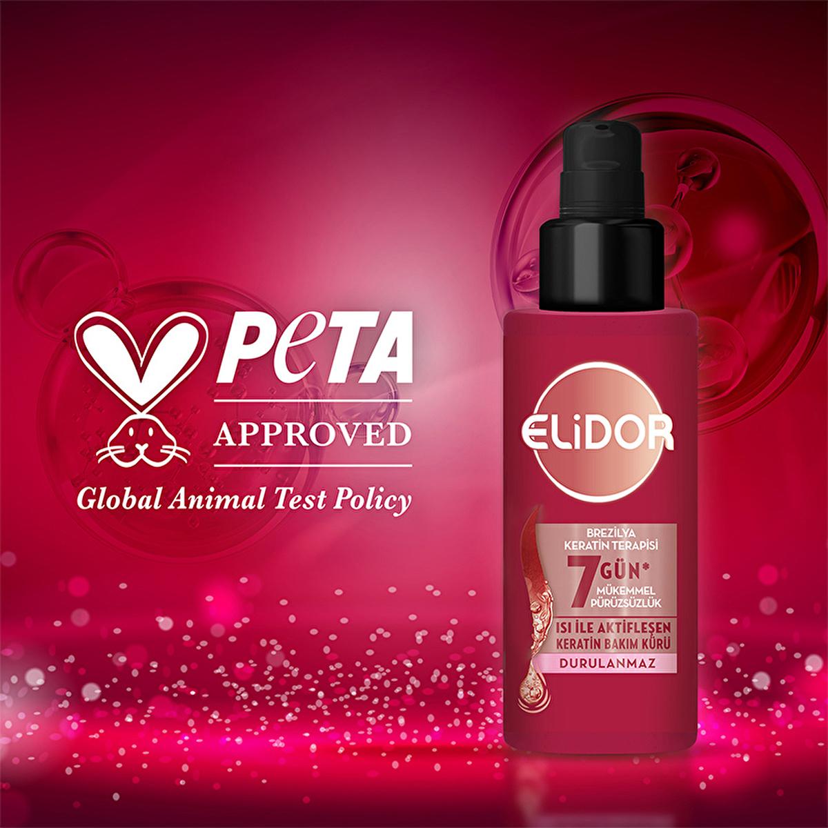 Elidor Brazilian Keratin Therapy Heat Activated Hair Treatment - Smooths Frizz, Repairs Damage, & Straightens - Keratin & Marula Oil Infused, 90ml
