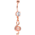 BodyCandy White Faux Opal Rose Gold PVD Treble Clef Dangle Belly Ring — main product shot
