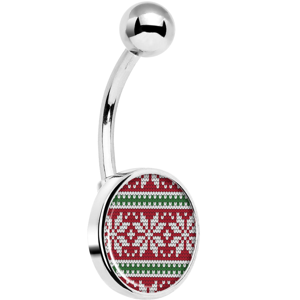 BodyCandy Red Green Christmas Sweater Belly Ring — main product shot