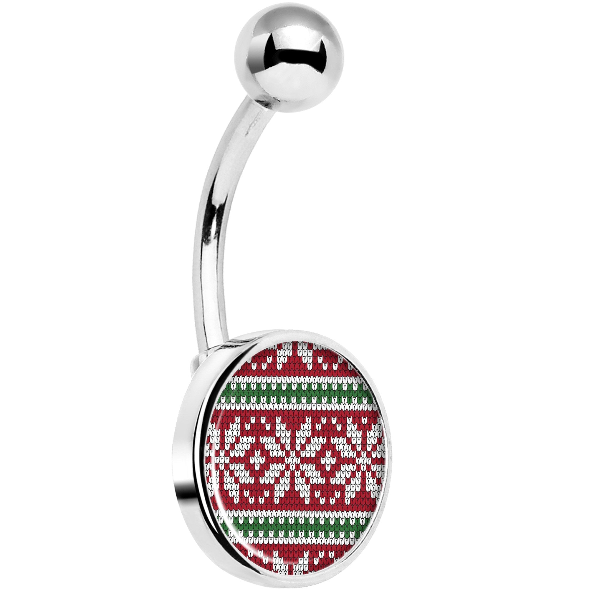 BodyCandy Red Green Christmas Sweater Belly Ring — main product shot