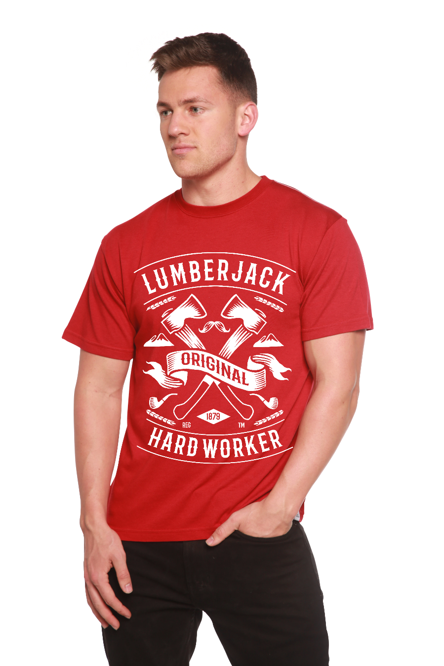 Spun Bamboo LumberJack Men's Bamboo Viscose/Organic Cotton Short Sleeve Graphic T-Shirt — fabric or material detail
