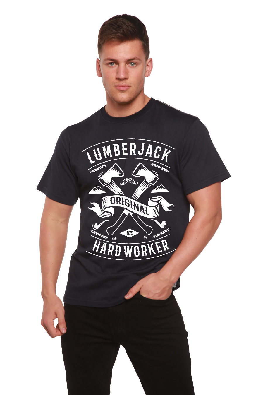 Spun Bamboo LumberJack Men's Bamboo Viscose/Organic Cotton Short Sleeve Graphic T-Shirt — color detail