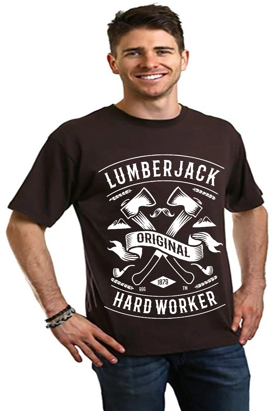 Spun Bamboo LumberJack Men's Bamboo Viscose/Organic Cotton Short Sleeve Graphic T-Shirt — back view