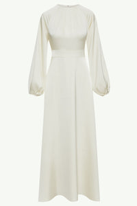 Luna Satin Balloon Sleeve Maxi Dress - White Clothing Veiled 