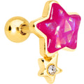 BodyCandy 1/4 Pink Faux Opal Gold Tone Star Child Cartilage Tragus Earring — main product shot