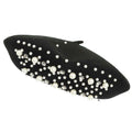 Luxe Pearl Stone Cluster Embellished 100 % Wool Beret