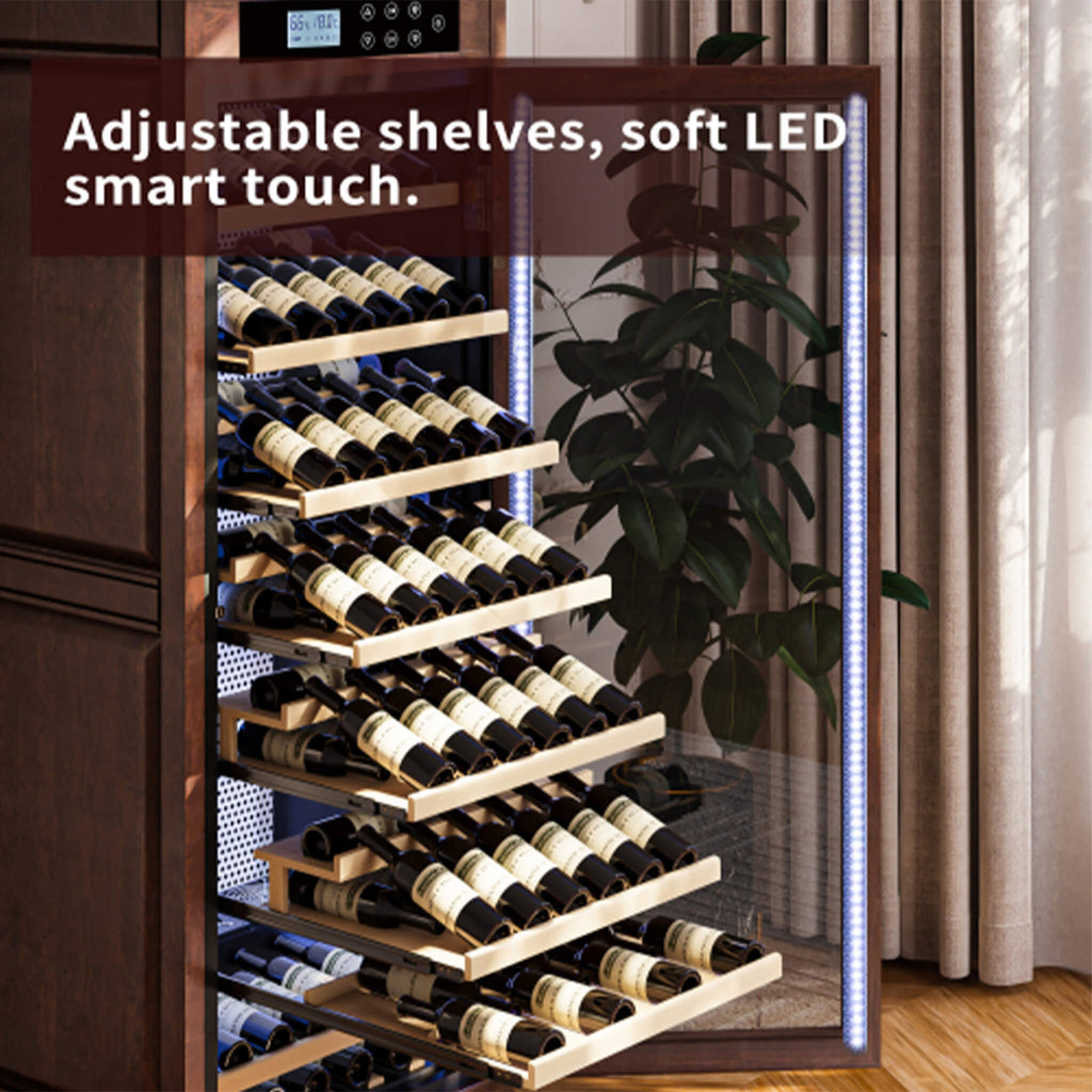 Nuvia 102-Bottle 10.6 Cu.Ft Wine Cooler Cabinet With LED Lighting And Temperature Control (SAK69027) – SAKSBY WHOLESALE, view