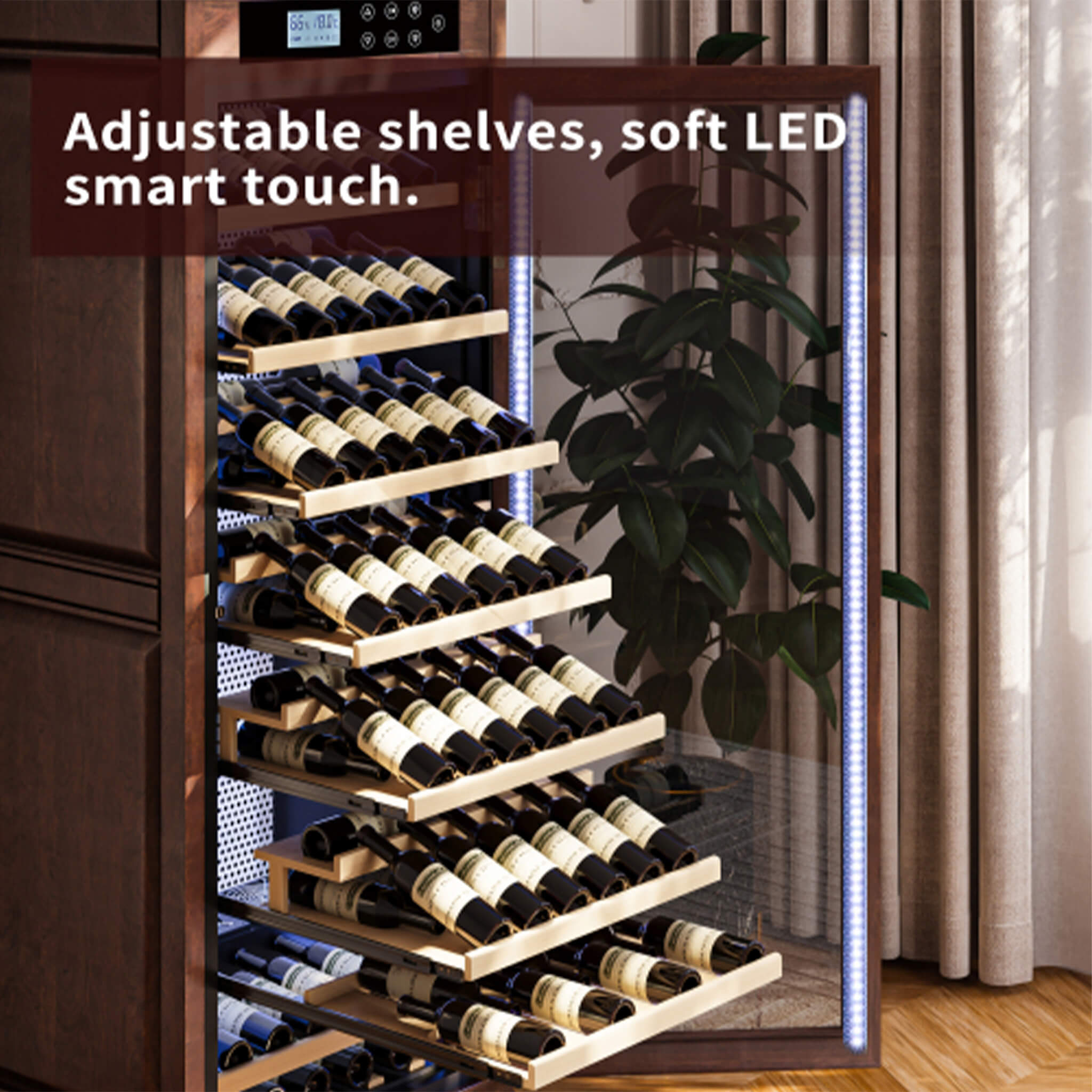 Nuvia 102-Bottle 10.6 Cu.Ft Wine Cooler Cabinet With LED Lighting And Temperature Control (SAK69027) – SAKSBY WHOLESALE, view