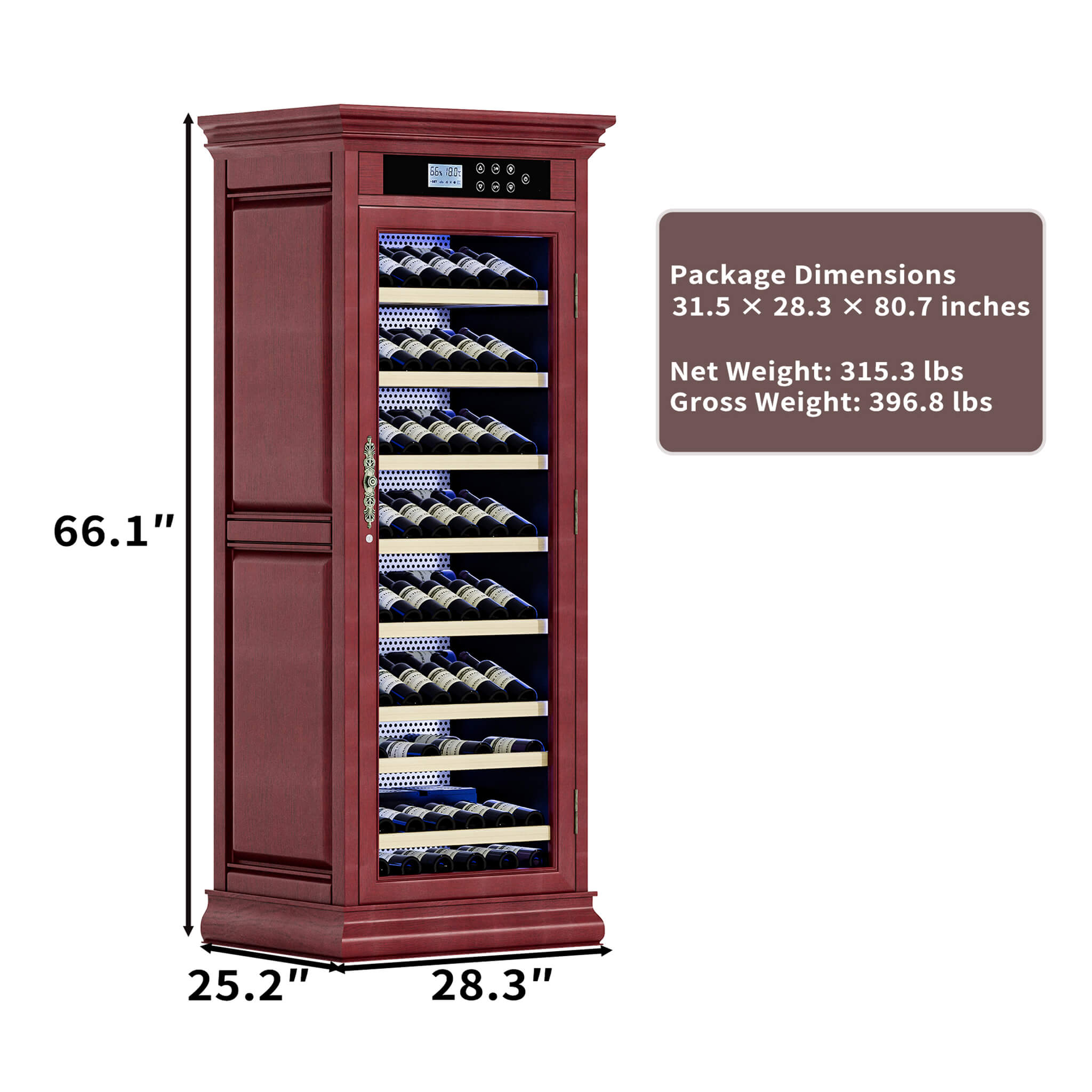 Nuvia 102-Bottle 10.6 Cu.Ft Wine Cooler Cabinet With LED Lighting And Temperature Control (SAK69027) – SAKSBY WHOLESALE, view