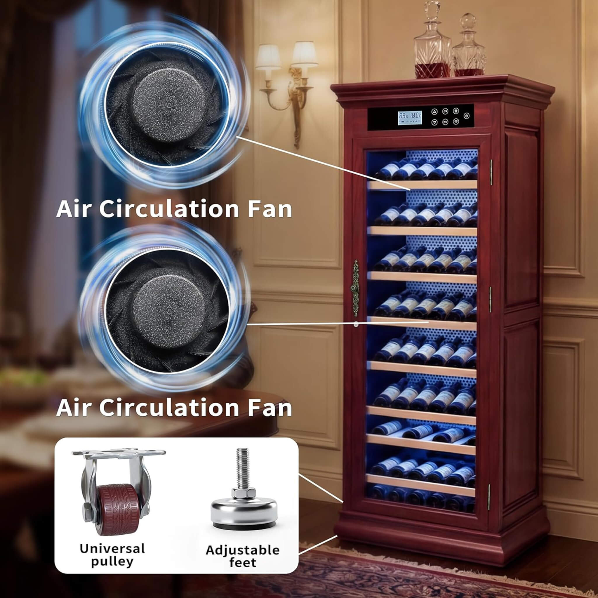 Nuvia 102-Bottle 10.6 Cu.Ft Wine Cooler Cabinet With LED Lighting And Temperature Control (SAK69027) – SAKSBY WHOLESALE, view