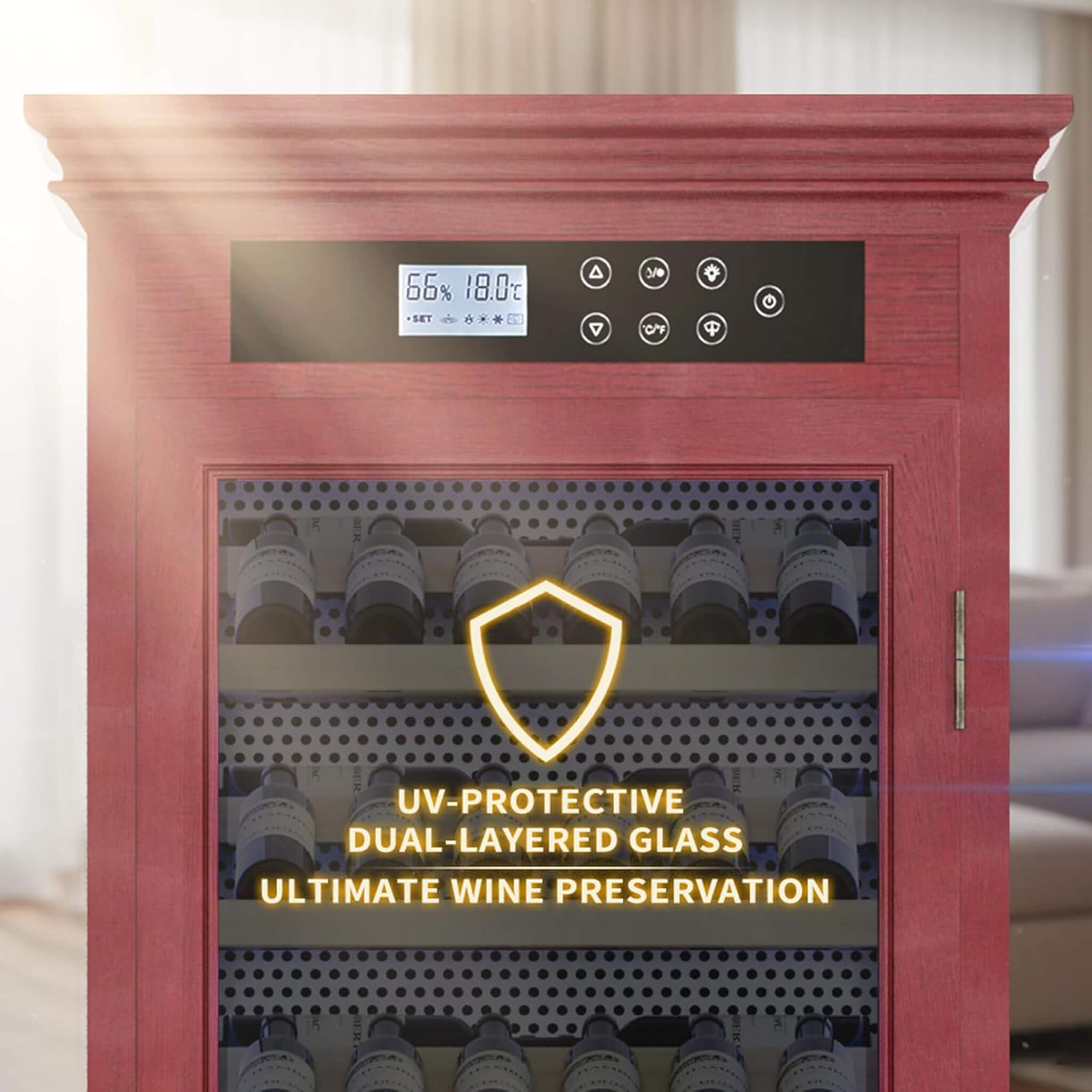 Nuvia 102-Bottle 10.6 Cu.Ft Wine Cooler Cabinet With LED Lighting And Temperature Control (SAK69027) – SAKSBY WHOLESALE, view