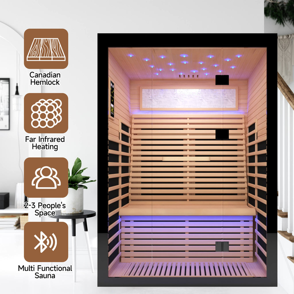 Thermora Flux Luxury 2-Person Canadian Hemlock Wood Far Infrared Home Sauna (SAK02184) – SAKSBY WHOLESALE, view 9