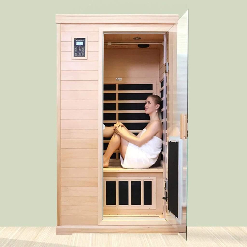 Thermora Ivara Luxury 2-Person Hemlock Wood FAR Infrared Sauna Room W/ Glass Door, 1750W (SAK81525) – SAKSBY WHOLESALE, view 