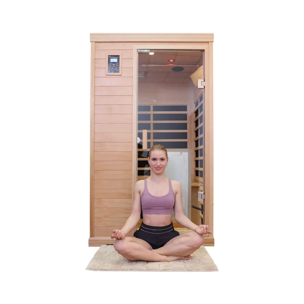 Thermora Ivara Luxury 2-Person Hemlock Wood FAR Infrared Sauna Room W/ Glass Door, 1750W (SAK81525) – SAKSBY WHOLESALE, view 