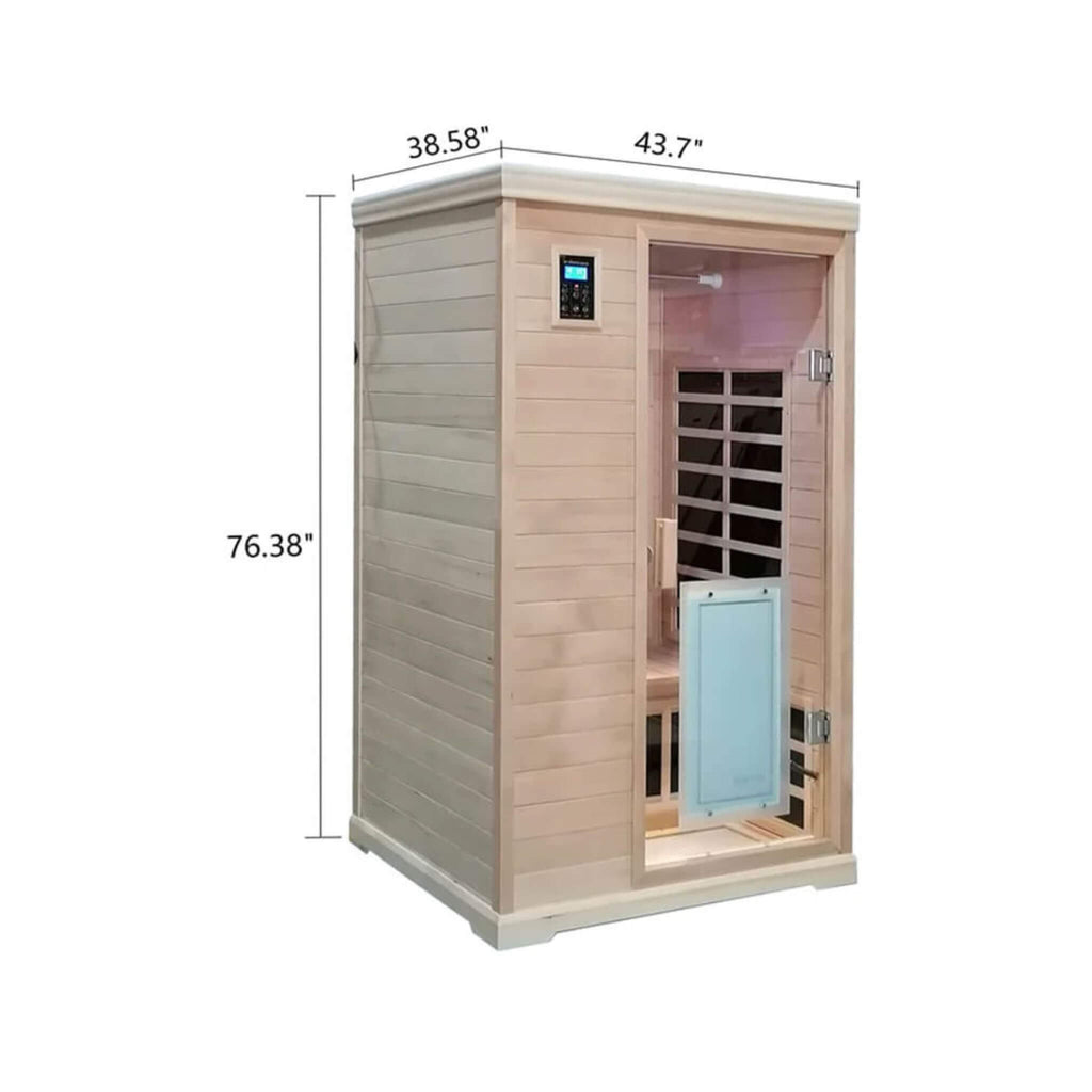Thermora Ivara Luxury 2-Person Hemlock Wood FAR Infrared Sauna Room W/ Glass Door, 1750W (SAK81525) – SAKSBY WHOLESALE, view 
