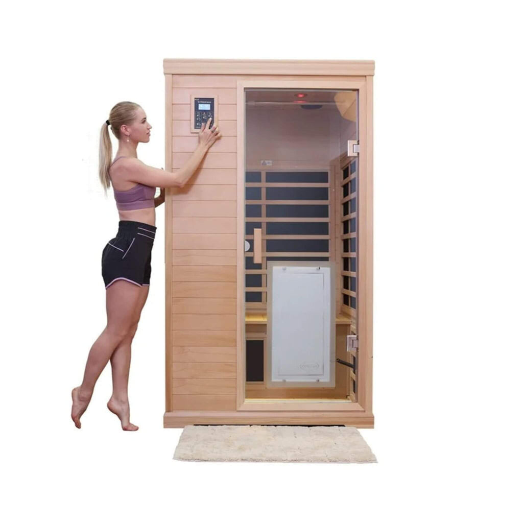 Thermora Ivara Luxury 2-Person Hemlock Wood FAR Infrared Sauna Room W/ Glass Door, 1750W (SAK81525) – SAKSBY WHOLESALE, view 