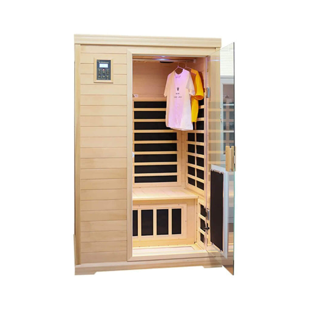 Thermora Ivara Luxury 2-Person Hemlock Wood FAR Infrared Sauna Room W/ Glass Door, 1750W (SAK81525) – SAKSBY WHOLESALE, view 