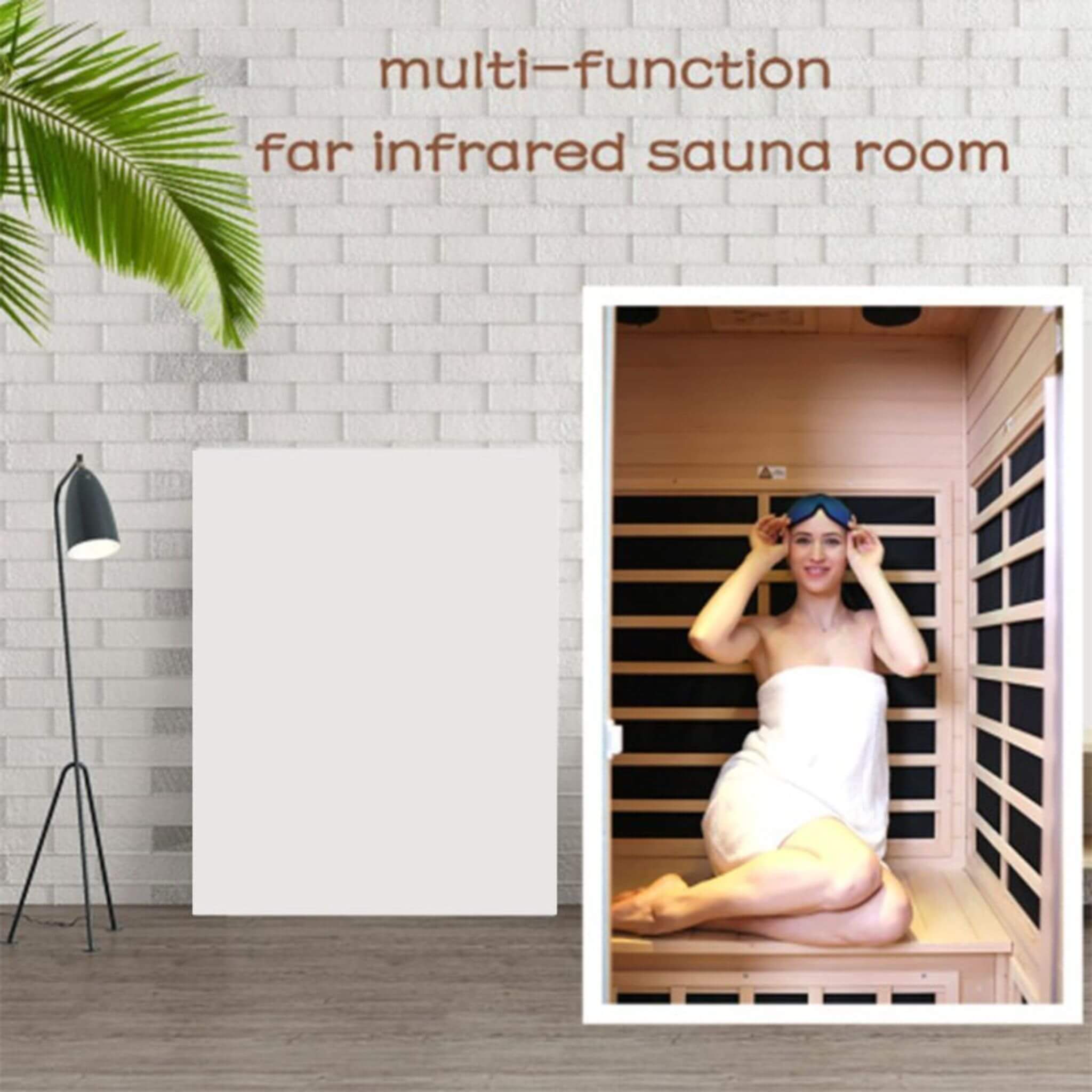 Thermora Ivara Luxury 2-Person Hemlock Wood FAR Infrared Sauna Room W/ Glass Door, 1750W (SAK81525) – SAKSBY WHOLESALE, view 
