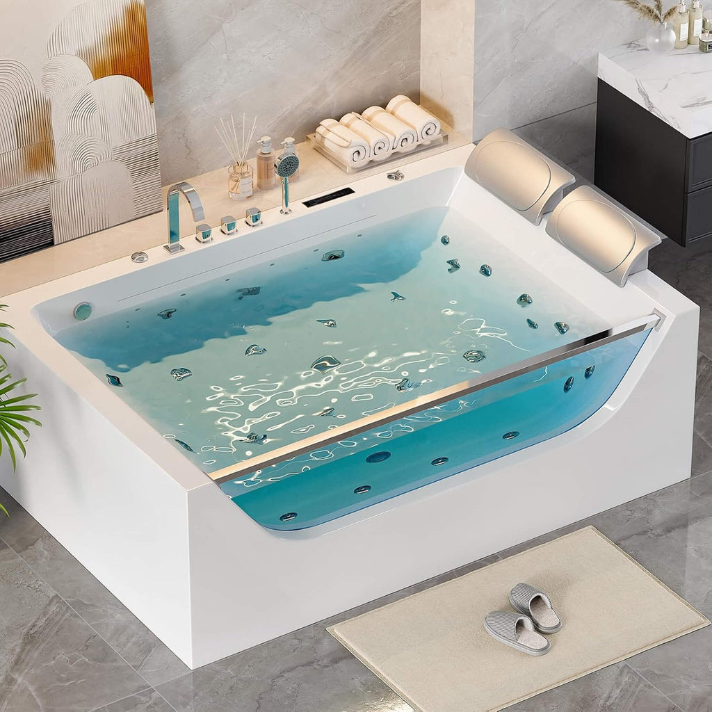 Nuvia Novara 71-Inch Luxury 2-Person Jetted Whirlpool Tub With Massage And Thermostat Control (SAK24590) – SAKSBY WHOLESALE, 