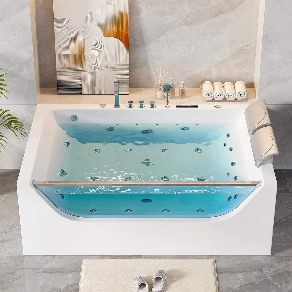 Nuvia Novara 71-Inch Luxury 2-Person Jetted Whirlpool Tub With Massage And Thermostat Control (SAK24590) – SAKSBY WHOLESALE, 