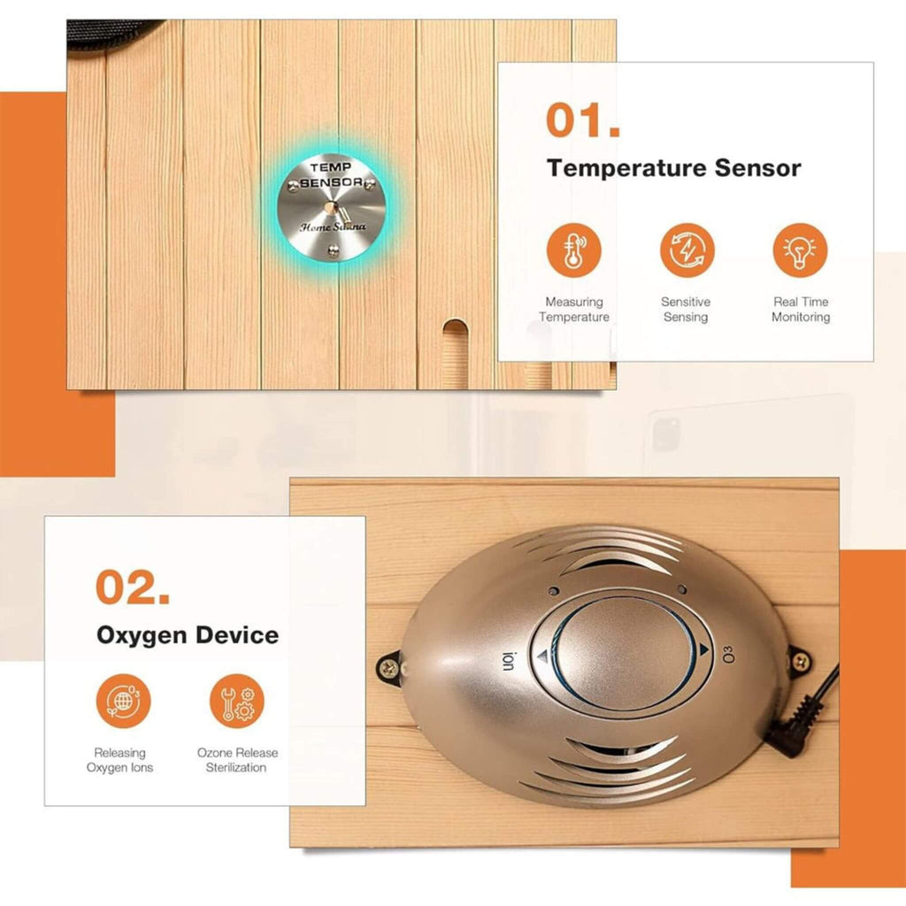 Thermora Valen Luxury 2000W 2-Person Low EMF FAR Infrared Heat Wood Home Personal Spa Sauna W/ Panoramic Tempered Glass (SAK2