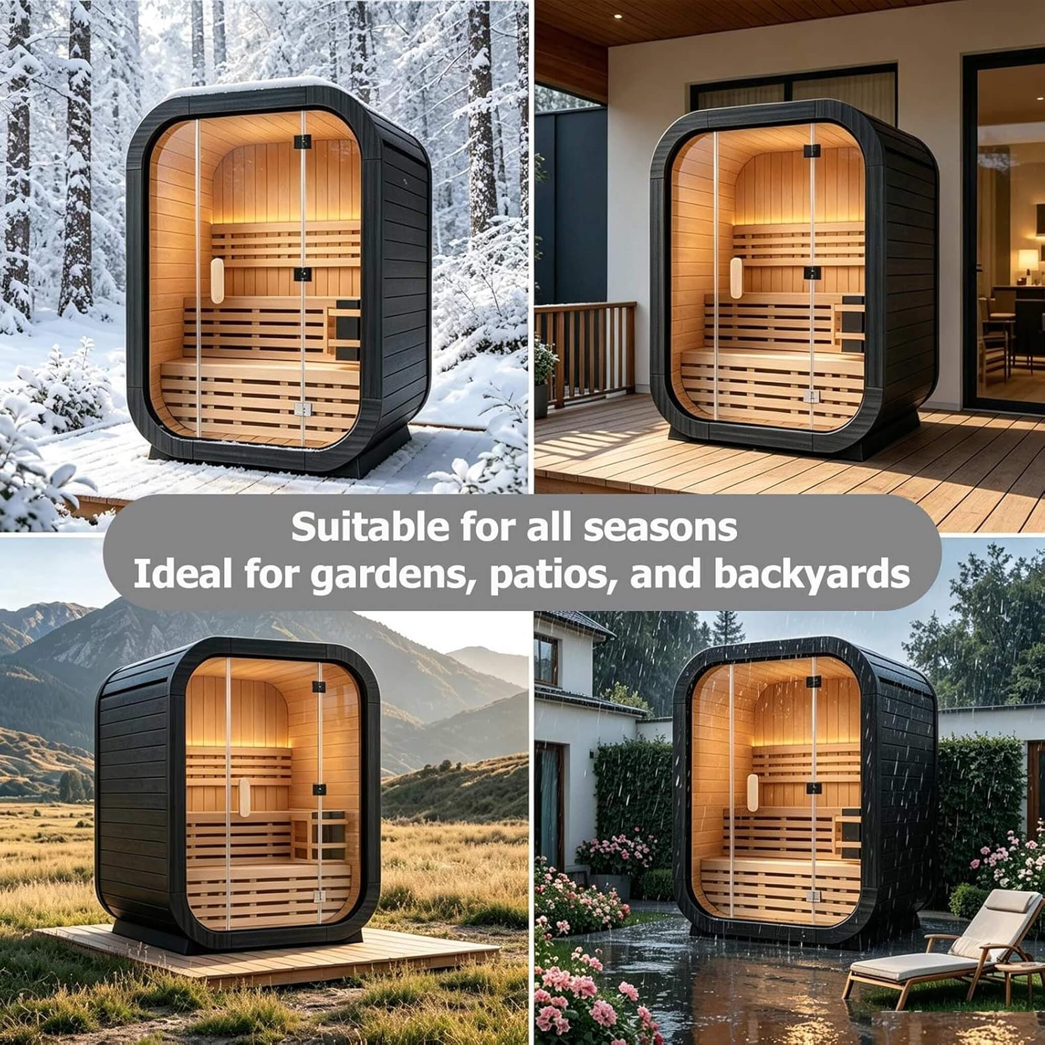 Thermora Lund Luxury 2-Person Outdoor Spruce Wood Cube Sauna Kit With 4.5KW Electric Stove (SAK74290) – SAKSBY WHOLESALE, vie