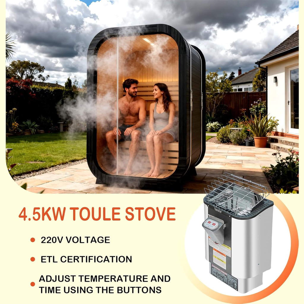 Thermora Lund Luxury 2-Person Outdoor Spruce Wood Cube Sauna Kit With 4.5KW Electric Stove (SAK74290) – SAKSBY WHOLESALE, vie