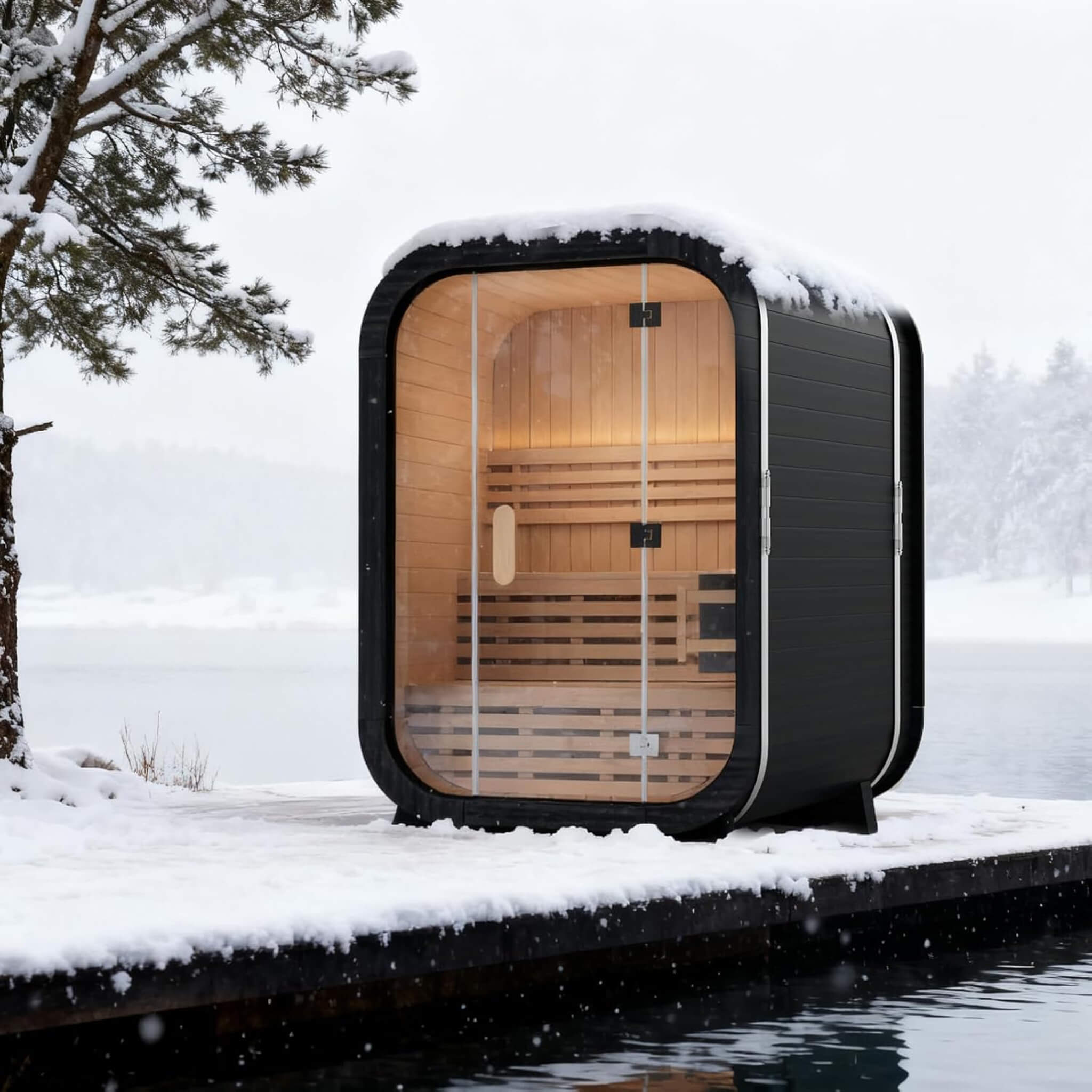 Thermora Lund Luxury 2-Person Outdoor Spruce Wood Cube Sauna Kit With 4.5KW Electric Stove (SAK74290) – SAKSBY WHOLESALE, vie
