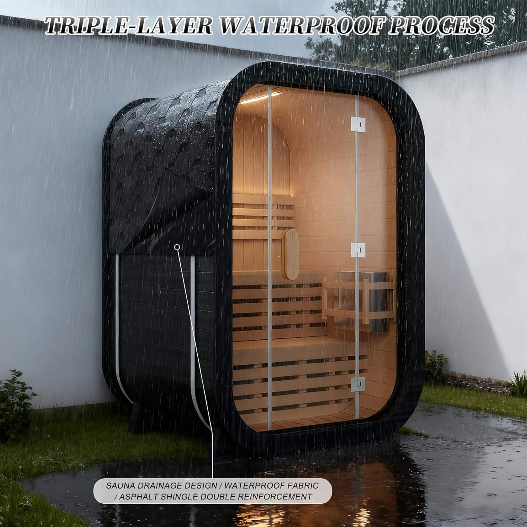 Thermora Lund Luxury 2-Person Outdoor Spruce Wood Cube Sauna Kit With 4.5KW Electric Stove (SAK74290) – SAKSBY WHOLESALE, vie