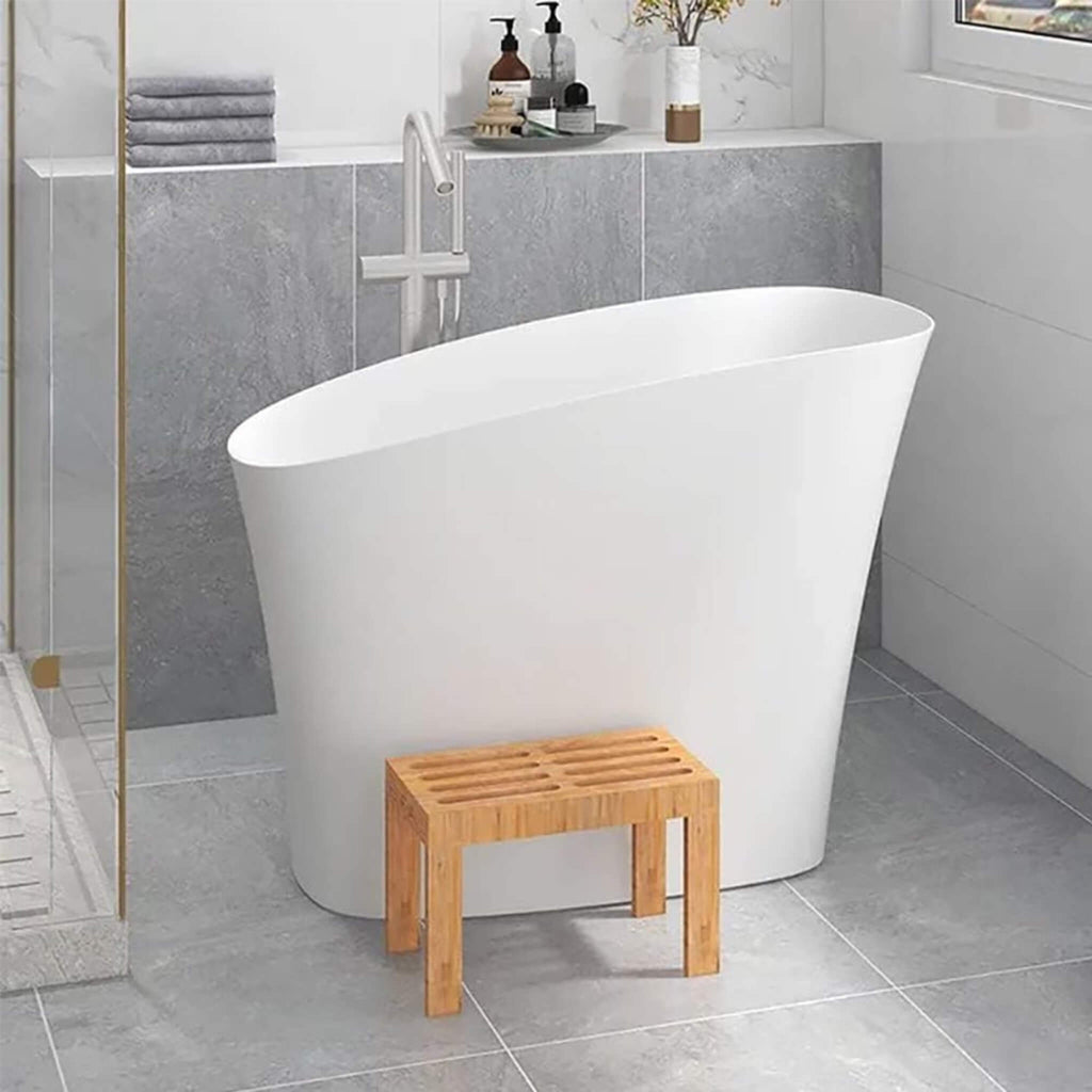 Nuvia Veloura Luxury 47-Inch White Freestanding Japanese-Styled Deep Stone Soaking Bathtub Resin (SAK84725) – SAKSBY WHOLESAL