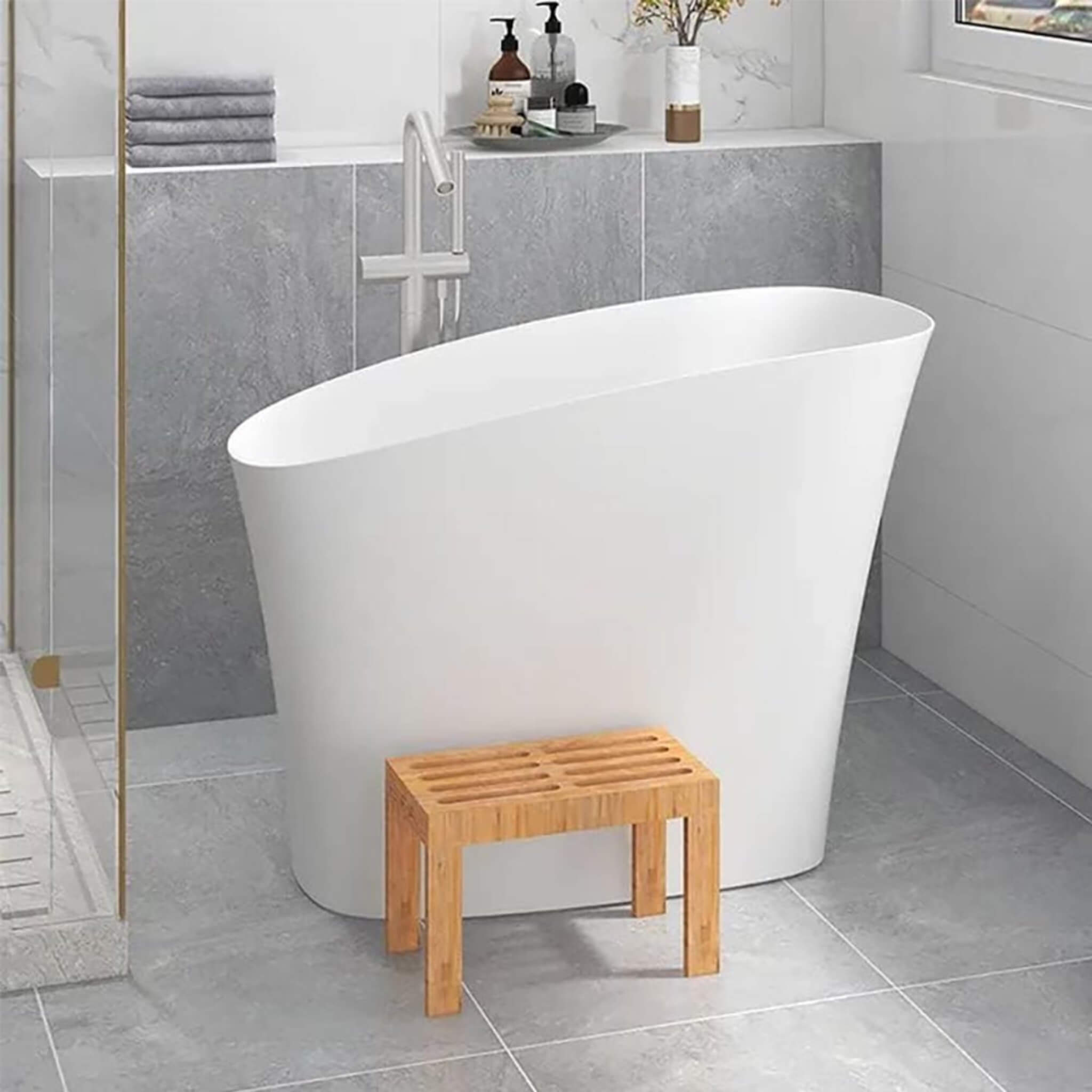 Nuvia Veloura Luxury 47-Inch White Freestanding Japanese-Styled Deep Stone Soaking Bathtub Resin (SAK84725) – SAKSBY WHOLESAL