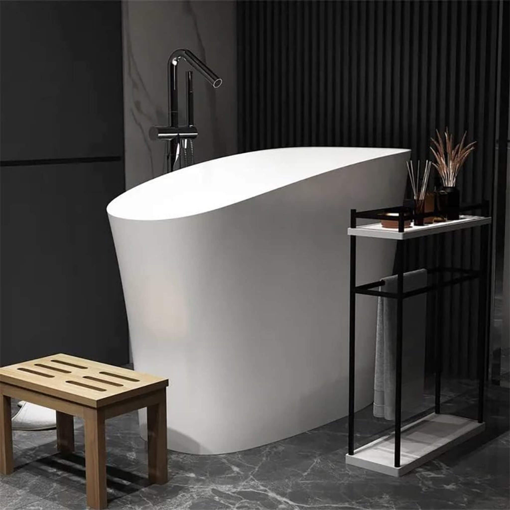Nuvia Veloura Luxury 47-Inch White Freestanding Japanese-Styled Deep Stone Soaking Bathtub Resin (SAK84725) – SAKSBY WHOLESAL