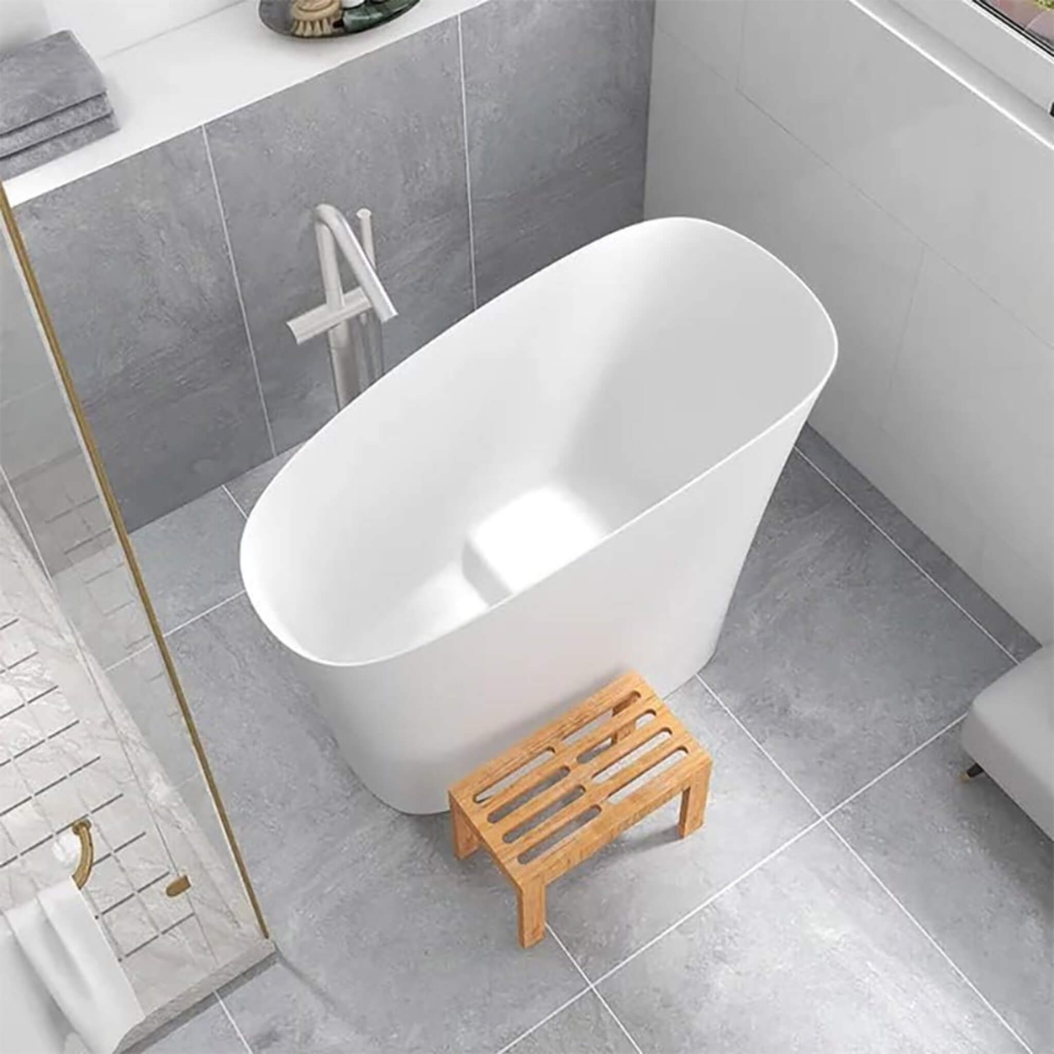 Nuvia Veloura Luxury 47-Inch White Freestanding Japanese-Styled Deep Stone Soaking Bathtub Resin (SAK84725) – SAKSBY WHOLESAL