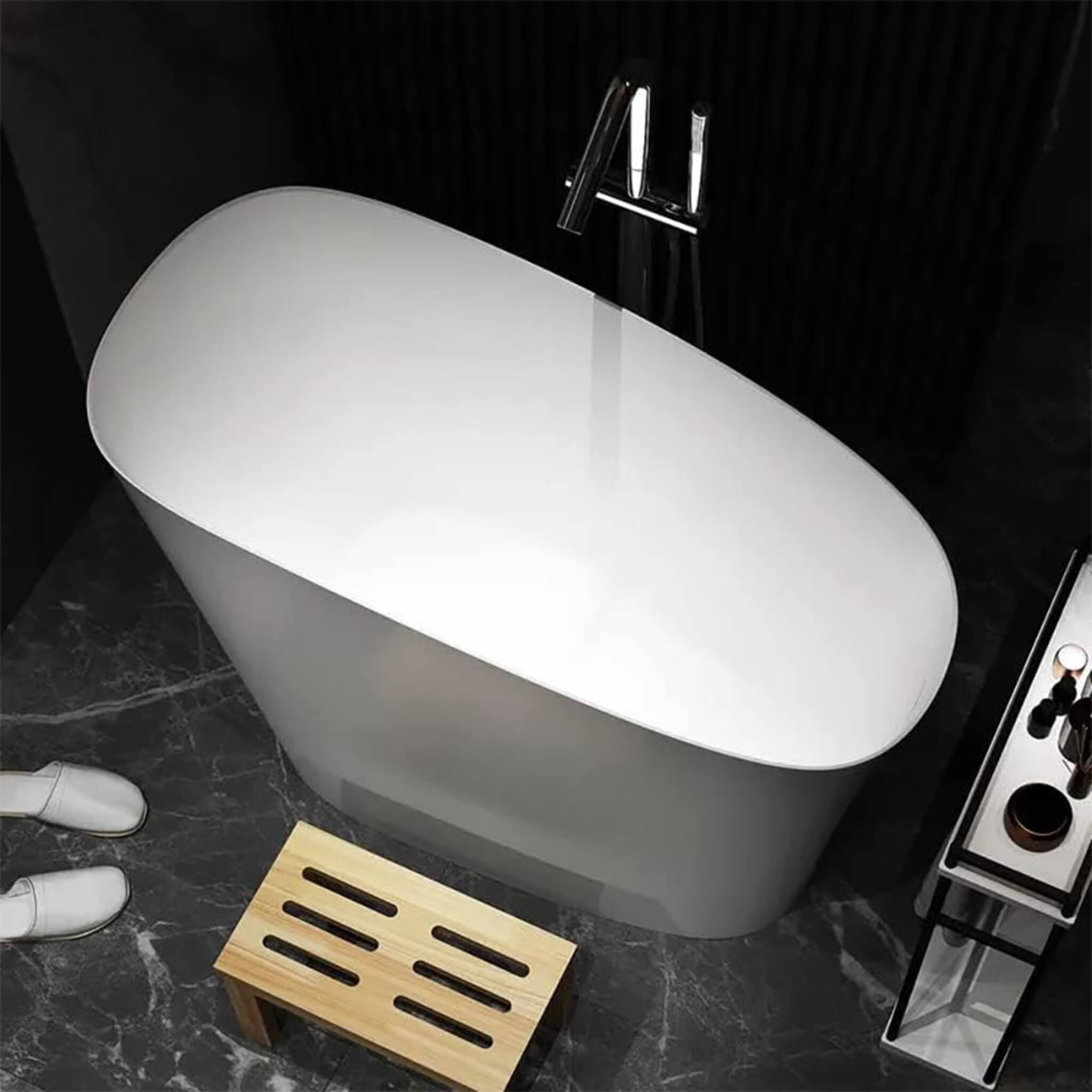 Nuvia Veloura Luxury 47-Inch White Freestanding Japanese-Styled Deep Stone Soaking Bathtub Resin (SAK84725) – SAKSBY WHOLESAL