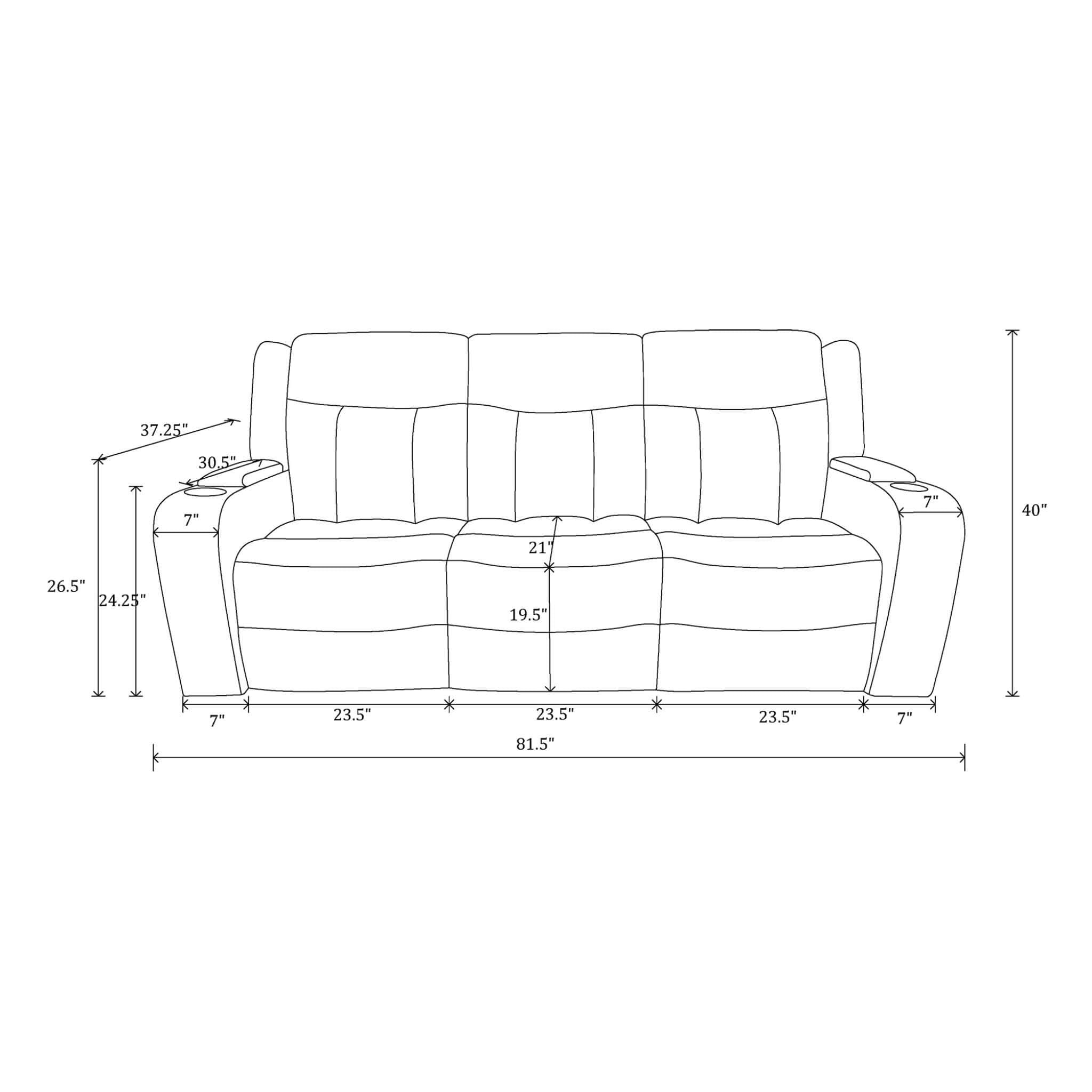 Nuvia Luxury 84-Inch Home Theater Power Reclining Sofa With LED Lights And Power Headrest (SAK83195) – SAKSBY WHOLESALE, view