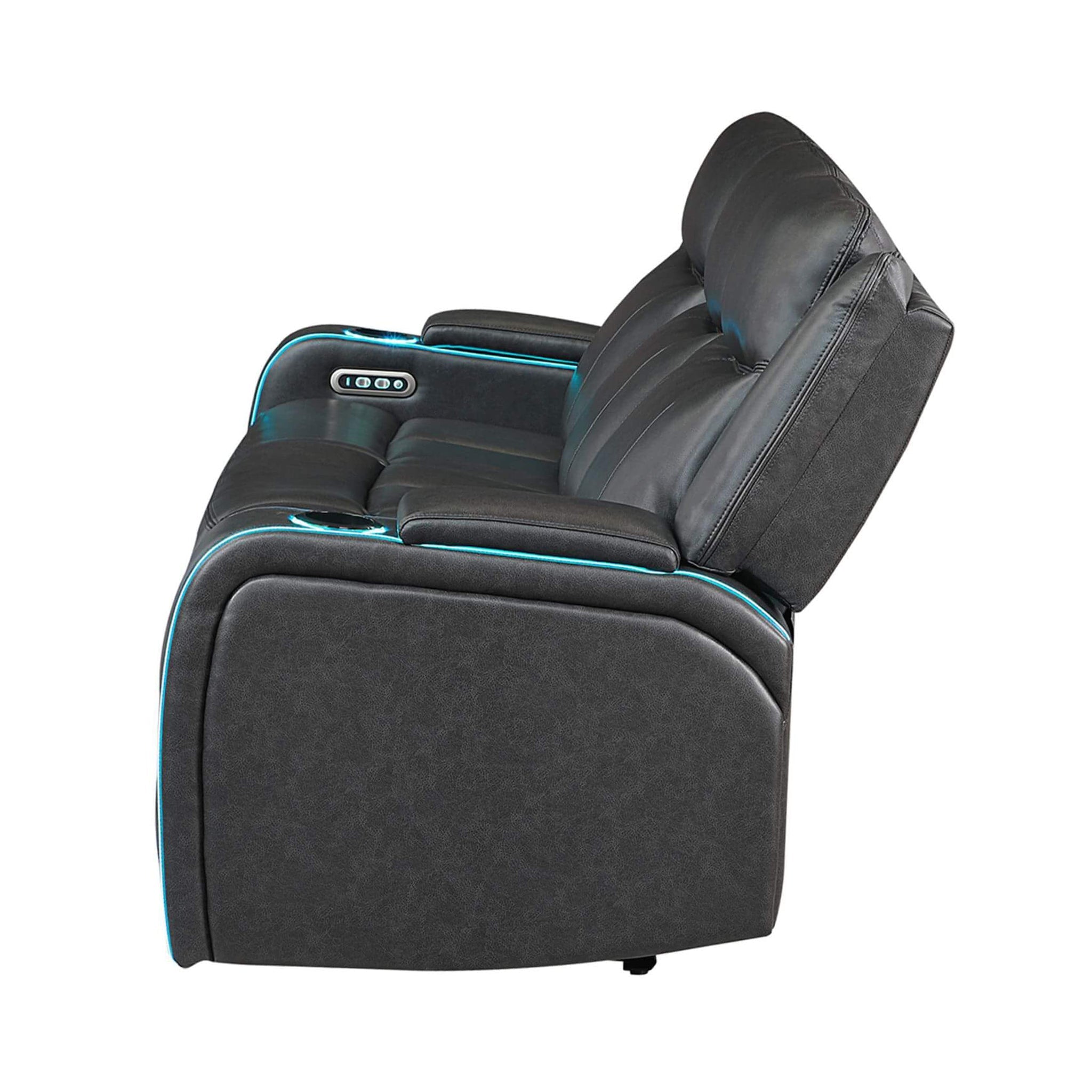 Nuvia Luxury 84-Inch Home Theater Power Reclining Sofa With LED Lights And Power Headrest (SAK83195) – SAKSBY WHOLESALE, view