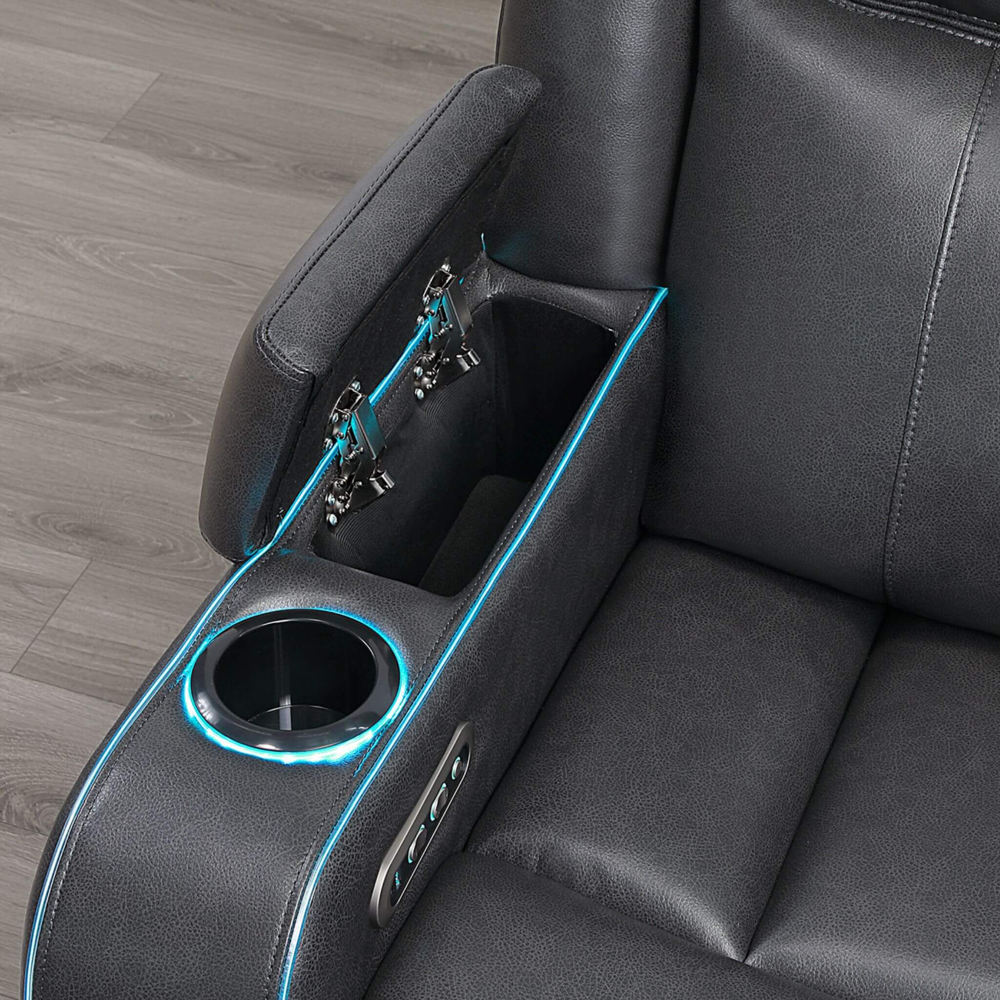 Nuvia Luxury 84-Inch Home Theater Power Reclining Sofa With LED Lights And Power Headrest (SAK83195) – SAKSBY WHOLESALE, view