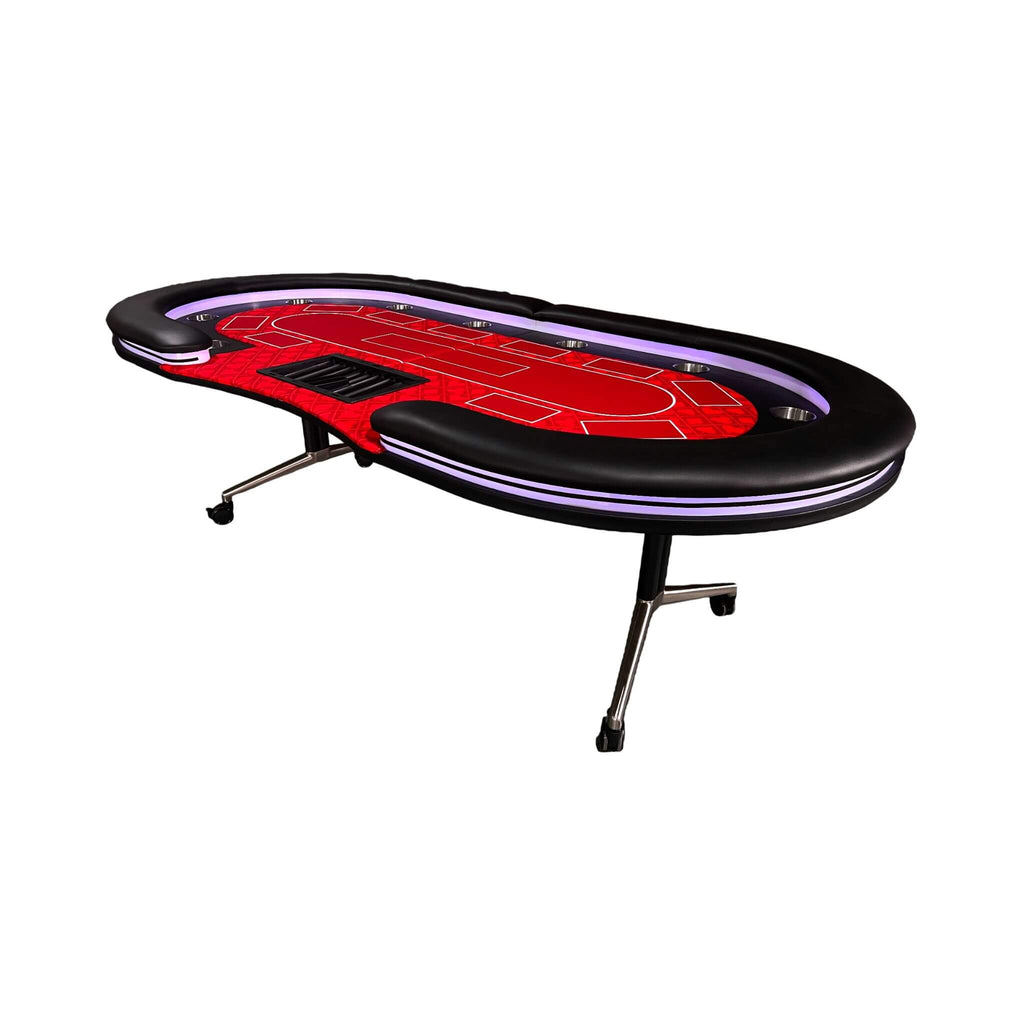 Luxury 94-Inch Foldable 10 Player Poker Table With LED, Wheels And Cup Holders (SAK24897) – SAKSBY WHOLESALE, view 6
