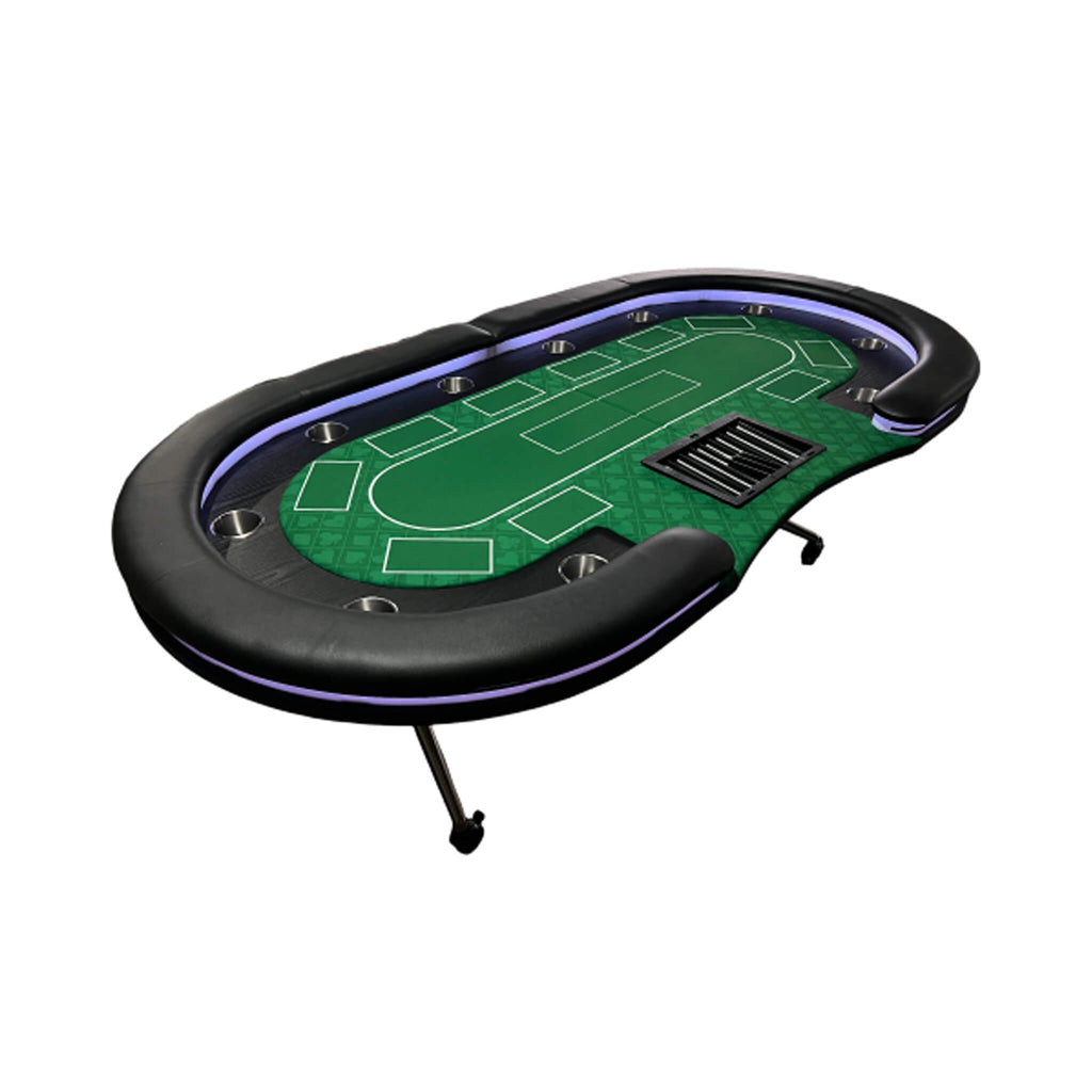 Luxury 94-Inch Foldable 10 Player Poker Table With LED, Wheels And Cup Holders (SAK24897) – SAKSBY WHOLESALE, view 10