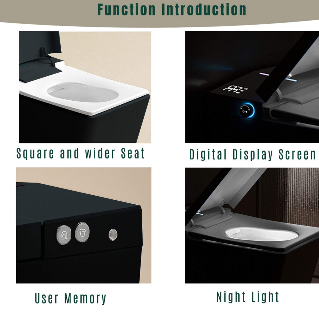 Nuvia Luxury Black Square Smart Toilet With Bidet, Remote, And Heated Seat (SAK45183) – SAKSBY WHOLESALE, view 5