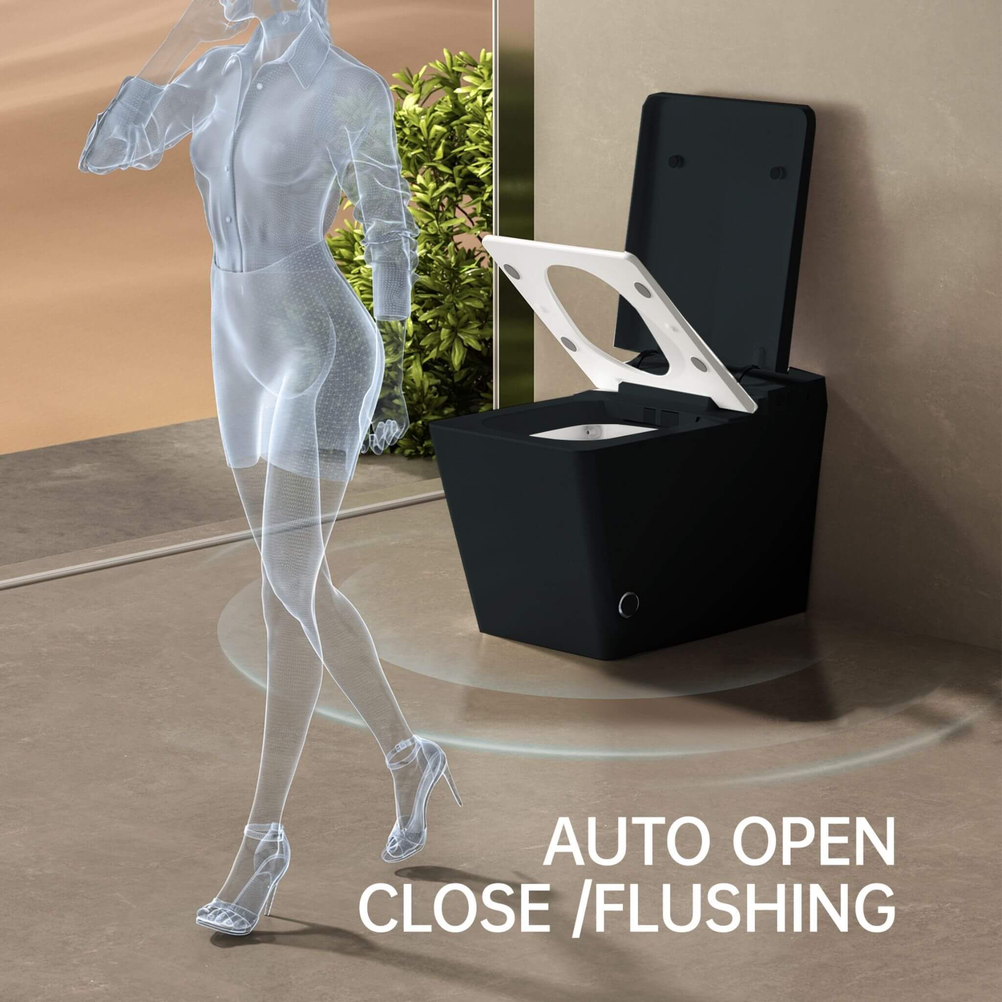 Nuvia Luxury Black Square Smart Toilet With Bidet, Remote, And Heated Seat (SAK45183) – SAKSBY WHOLESALE, view 6